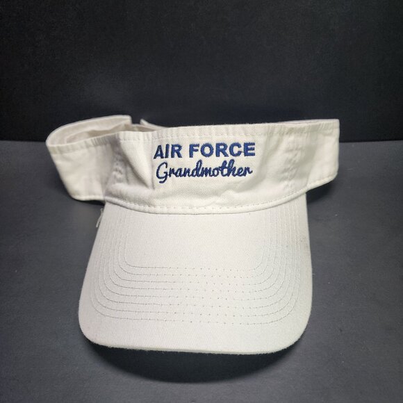 Port & Company Air Force Grandmother Sun Visor Hat Cap White Embroidered - Picture 1 of 6